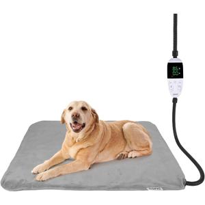 Ringco Pet Heating Pad for Dogs with 12 Adjustable Temperature, Waterproof & Chew Resistant Dog Heating Pad with Timer, Heated Dog Bed with Fleecy Cover (L: 32 x 20)