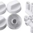 Jetec 4 Pack Control Knobs Replacement with 12 Adapters for Oven/Stove/Range, Please Check Carefully Whether The Dimensions in Figure Match(White)