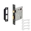 Old Mortise Lock Replacement Parts - Vintage Style Indoor Mortise Lock Assembly Kit with Antique Skeleton Keys and Reversible Latch Bolt, Oil Rubbed Bronze Plated Finish