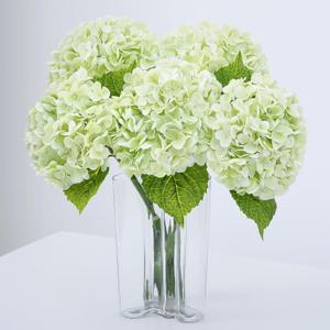 Waipfaru 4 Pcs 21" Real Touch Green Hydrangea Artificial Flowers with Long Stem & Leaves, Full Latex Faux Hydrangea Flowers for Home Decor Party Floral Arrangements Wedding Bouquets Centerpieces