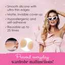 Hollywood Fashion Secrets Silicone Nipple Covers Reusable  Adhesive Nipple Pasties for Women, Invisible Breast Covers, Light Shade, Size 2, Up to 25 Uses, 1 Pack (Beige)