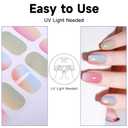 2 x Semi Cured Gel Nail Strips, 28 pcs Gel Nail Stickers Work with Any UV Lights, Long-Lasting Nail Wraps for women DIY Art Gift, Easy to Apply & Remove