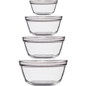 Anchor Hocking 4 Piece Glass Mixing Bowls Set Durable, Microwave, Oven, and Dishwasher Safe Perfect for Prep, Mixing, Serving, and Storage Made in USA