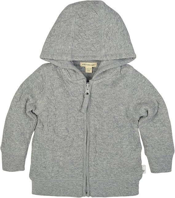 Burt's Bees Baby Unisex Sweatshirts, Lightweight Zip-up Jackets Coats, Organic Cotton Hooded, Heather Grey Quilted, 9 Months US
