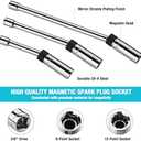 DURATECH 5PCS Swivel Magnetic Spark Plug Socket Set, 3/8" Drive Thin Wall Socket Includes 5/8" x 4", 5/8" x 8" and 5/8" x 11" 6-Point, 9/16" x 6" and 14mm x 4" 12-Point, Magnetic Core, Cr-V Steel Made