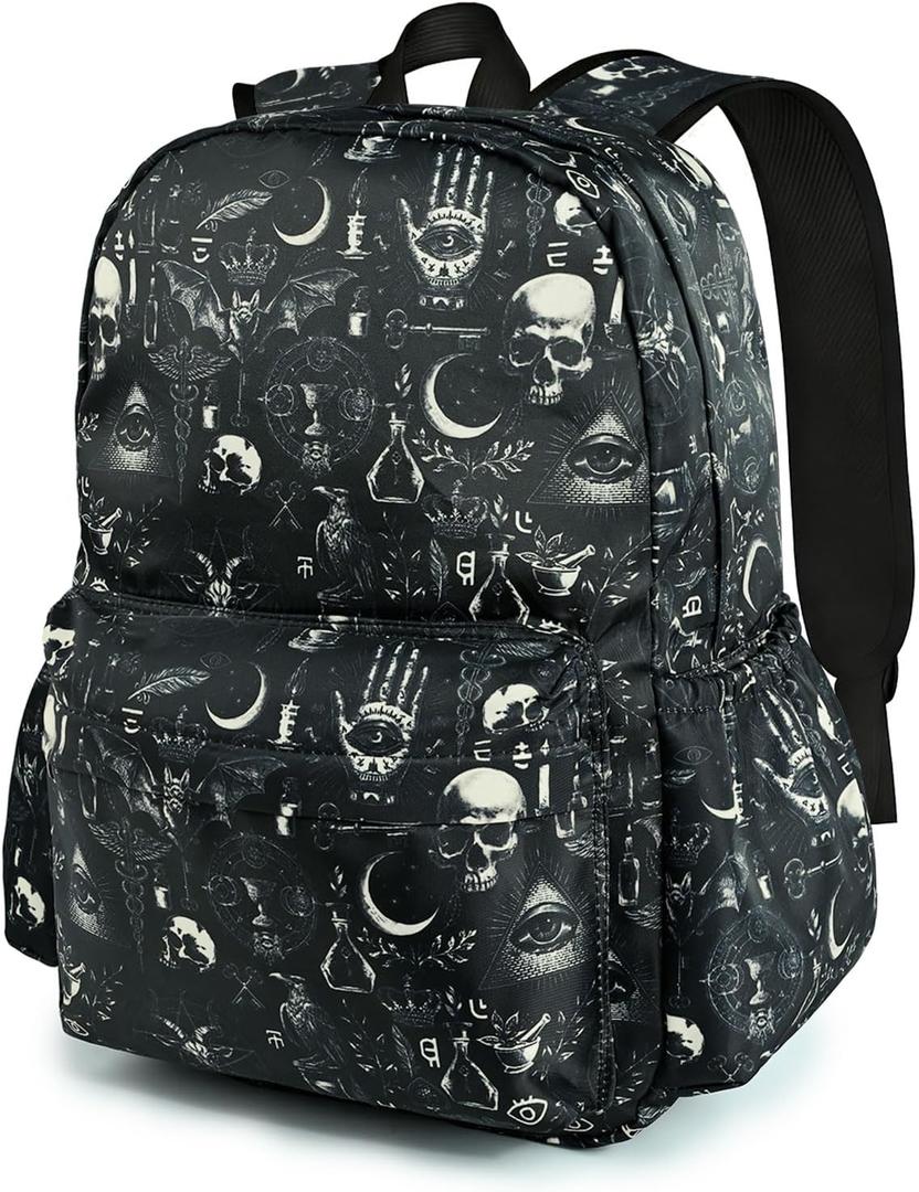Gothic School Backpack for Girls Boys Teens Bookbag 17 Inch Laptop Backpack for Sports Travel Camping
