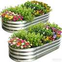 Galvanized Raised Garden Bed Kit, Planter Garden Boxes Outdoor, Oval Large Metal for Vegetables Fruits, Flowers Planter Boxes, Easy Assembly Garden Bed Kit (Silver, 631FT (2-Pack)