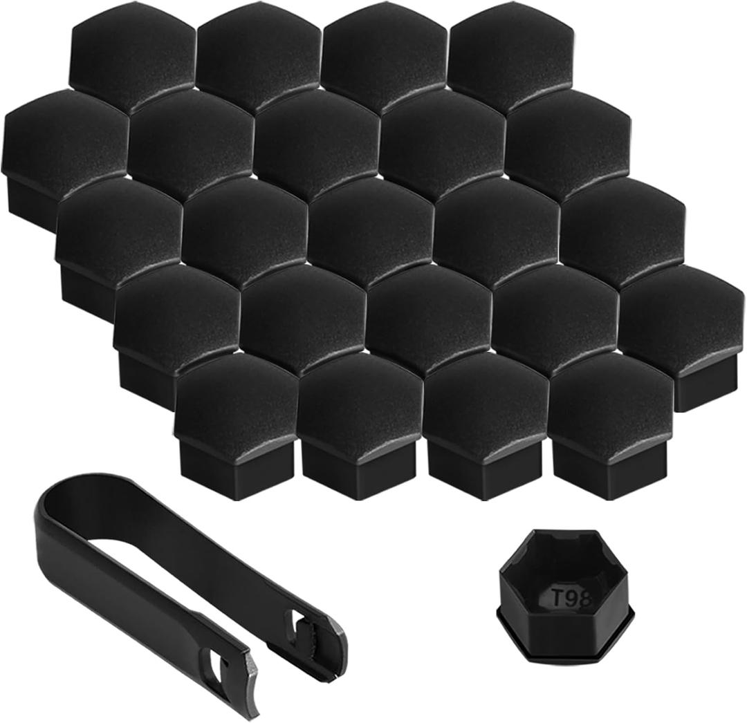 24PCS Lug Nut Covers Caps for Tesla Cybertruck Model Y Model 3, 21MM Waterproof Hub Screw Caps with Removal Tool, Matte Black