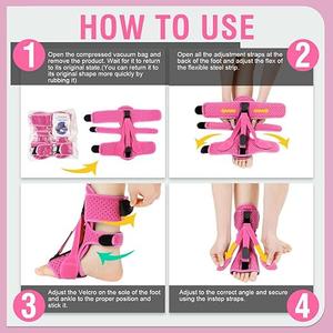 ANSUSIC Plantar Fasciitis Night Splint-Adjustable Planter Facetious Relief Brace,Plantar Fasciitis Straps Day Night(Pink-2PC)