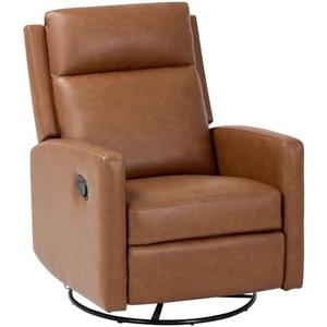 MALOL Swivel Rocking Recliner Chair, Wide PU Leather Glider Recliner with High Backrest and Footrest for Living Room, Office, Bedroom, 3.25 ft x 2.5 ft x 3.25 ft