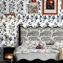 Heroad Peel & Stick Wallpaper - Floral Navy Blue Removable Boho Contact Paper for Cabinets & Bathroom - Waterproof Self-Adhesive Vinyl Roll 17.3''x196''