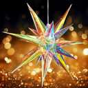 SUNBEAUTY 24 Inches Iridescent Christmas Lights Stars Lanterns Christmas Lanterns Hanging Moravian Star 3D for Wedding Birthday Christmas Home Party Decorations (Colorful Large Stars - 1)