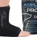 TheraICE Ankle Ice Pack Wrap for Swelling, Sprained Ankle Brace for Women Men, Cold Foot Heel Spur Support Compression Socks, Plantar Fasciitis Achilles Tendonitis Pain Relief FocusZone Extra Cooling