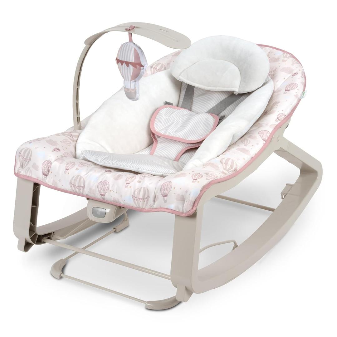 Ingenuity Keep Cozy 3-in-1 Grow with Me Vibrating Baby Bouncer, Seat & Infant to Toddler Rocker, Vibrations & Toy Bar, 0-30 Months Up to 40 lbs (Skye)