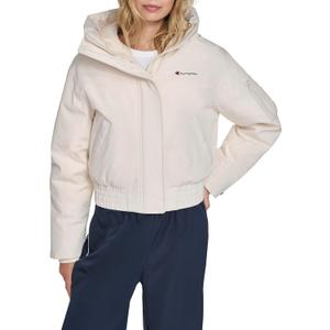Champion Women's Cropped Hooded Ski Bomber (Large, White)
