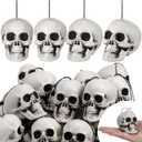 Lenwen 24 Pcs Horror Christmas Skull Hanging Tree Ornament Decor Plastic Mini Halloween Skulls Head Small Skeleton Head Decoration Hanging Ornament for Xmas Holiday Party Supplies (3.15x2.8x2.17'')