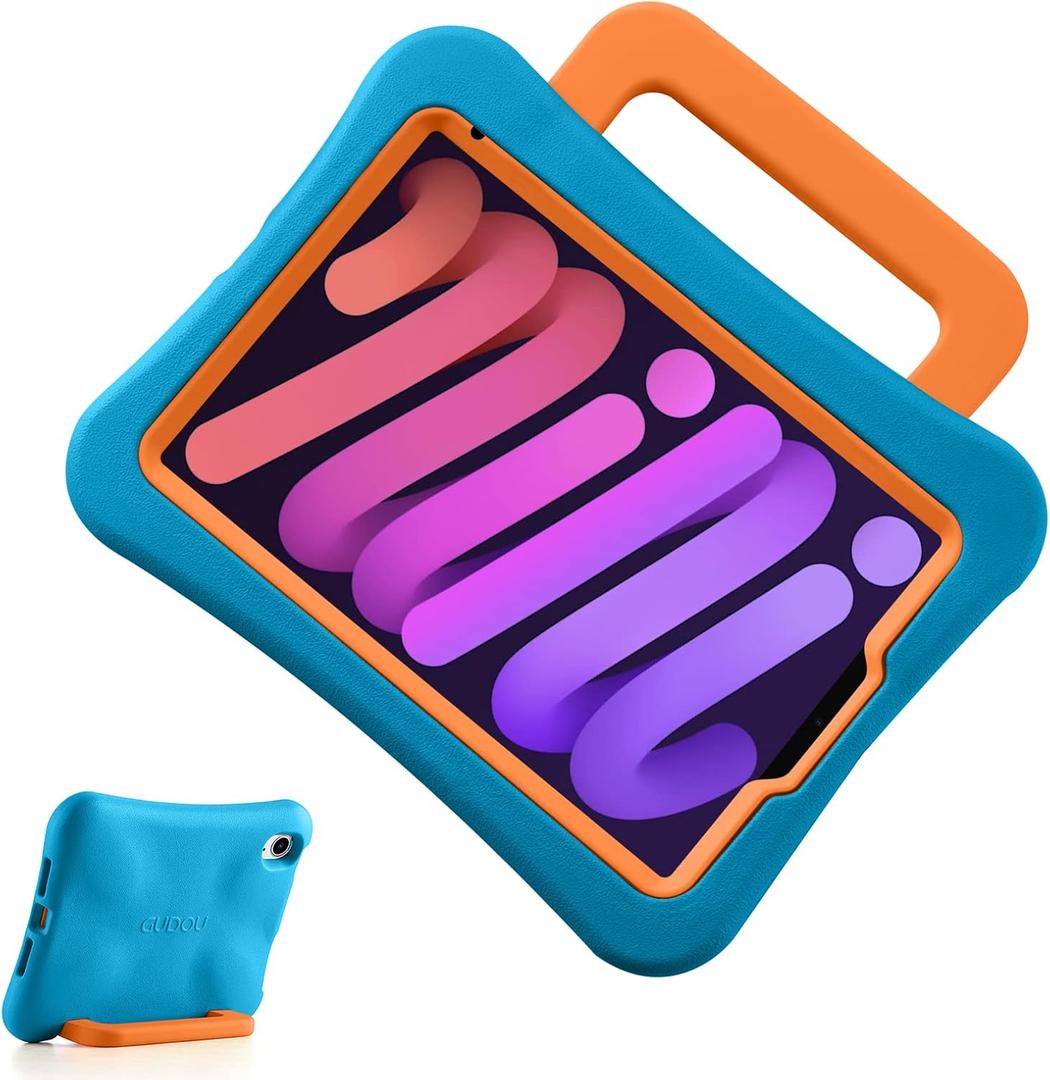Kids Case for iPad mini 7 (A17 Pro) 2024 /iPad Mini6 2021, Light Weight Heavy Duty/Shockproof/Drop Proof with Handle/Kickstand, Child Friendly Cover for iPad mini 7th/6th Gen 8.3inch (Blue)