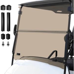 Golf Cart Foldable Windshield 3/16" (5MM) Thicken Only Fits 1995-2013 EZGO TXT & Medalist, Fits 3/4" Struts Rail Windscreen Glass Replacement Shatterproof & Anti-UV Included Mounting Hardware (Tinted)