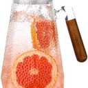 Borosilicate Glass Pitcher With Lid,1.8 Liter All-Purpose Heat-Resistant Carafe with Handle, for Iced Tea, Coffee, Juice, Milk, Fruit Infusions (Hot & Cold)​ (Hammered exture, 60 oz)