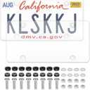 2 Pack Clear License Plate Covers, License Plate Protector Unbreakable Plastic Shields Tag Holder Fits Standard US Plate with Screws Caps