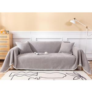 Blanket,Chenille Throws Sofas Cover 4 Seater Corner Sofa Cover Sofa Protector Living Room Decoration Blanket/Grey/180 * 340Cm