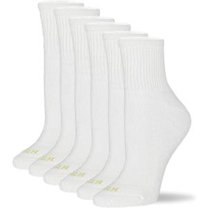 Hue Women's Mini Crew Sock 6-Pack, White, One Size