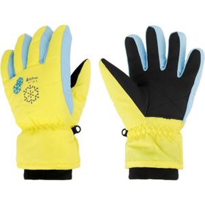 Kids' 3-Size Winter Snowboarding Gloves for Boys & Girls (M (for 9-12 years old), Yellow)