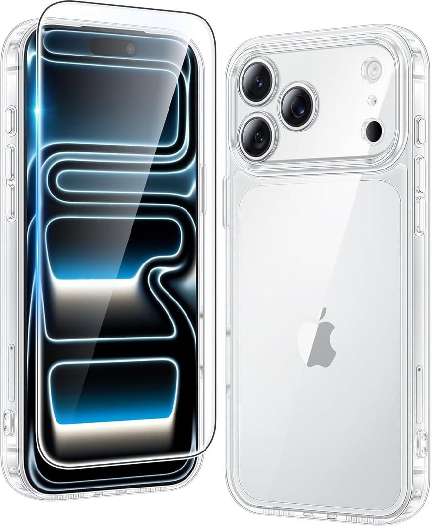 FNTCASE for iPhone 17 Pro-Max Case: Clear Military Grade Drop Protection Anti Yellowing Cell Phone Cover - Rugged Shockproof Protective Bumper Transparent Phonecase