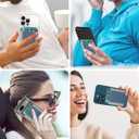 3 x Card Holder for Phone Case, Leather Phone Wallet Stick On, Strongest Adhesive Phones Wallet for iPhone/Android, Minimalist Slim RFID, Fit 7 Cards, Blue, 1 Pack