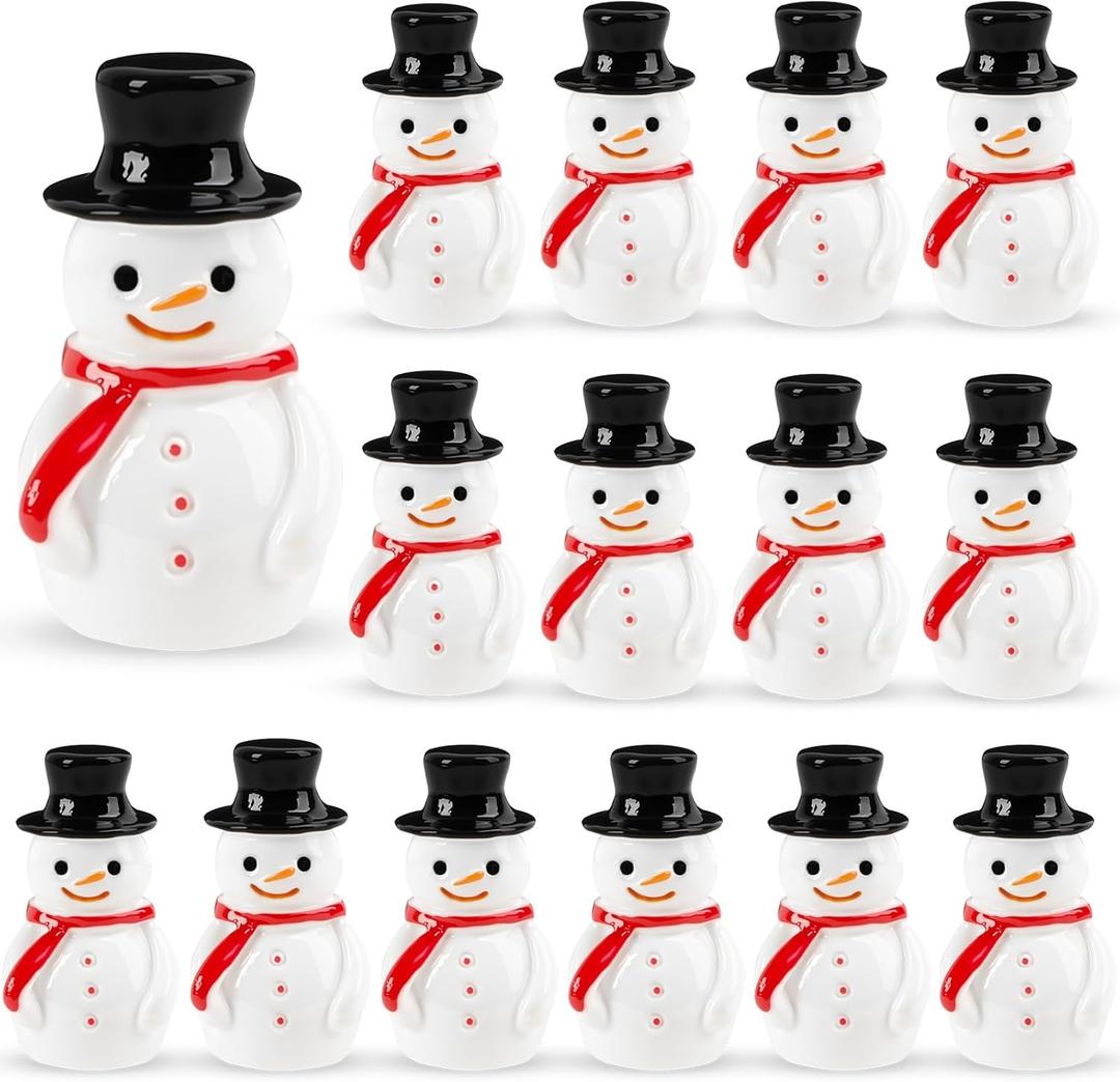 DTOFOOT 16 Pcs Mini Snowman Christmas Resin Snowmen Miniature Snowman Figurines Ornaments for Winter DIY Crafts Table Landscape Fairy Garden Dollhouse Decor