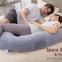 Momcozy Pregnancy Pillow, Original F Shaped Maternity Pillow for Pregnant Women with Adjustable Wedge Pillow, Full Body Support Pregnancy Pillows for Side Sleeping with Velvet Cover, Grey