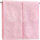 Breling 2 Pcs Christmas Hand Towels Pink Santa Claus Bathroom Decorative Towels 100% Cotton Absorbent Jacquard Weave Bath Decor Winter Holiday Bathroom Decor Xmas Gifts 13.7''x29.5''