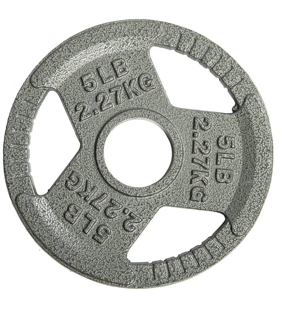 Signature Fitness Standard 1-Inch Cast Iron Plate Weight Plate for Strength Training and Weightlifting 5 Pounds, 3 Plates