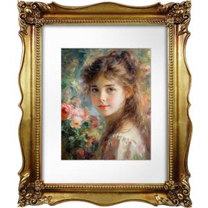 11x14 Picture Frame with Mat for 8x10 Image, Vintage Gold Frames 11x14 for Photos Posters Certificates, Antique Style Gallery Wall and Tabletop Decor
