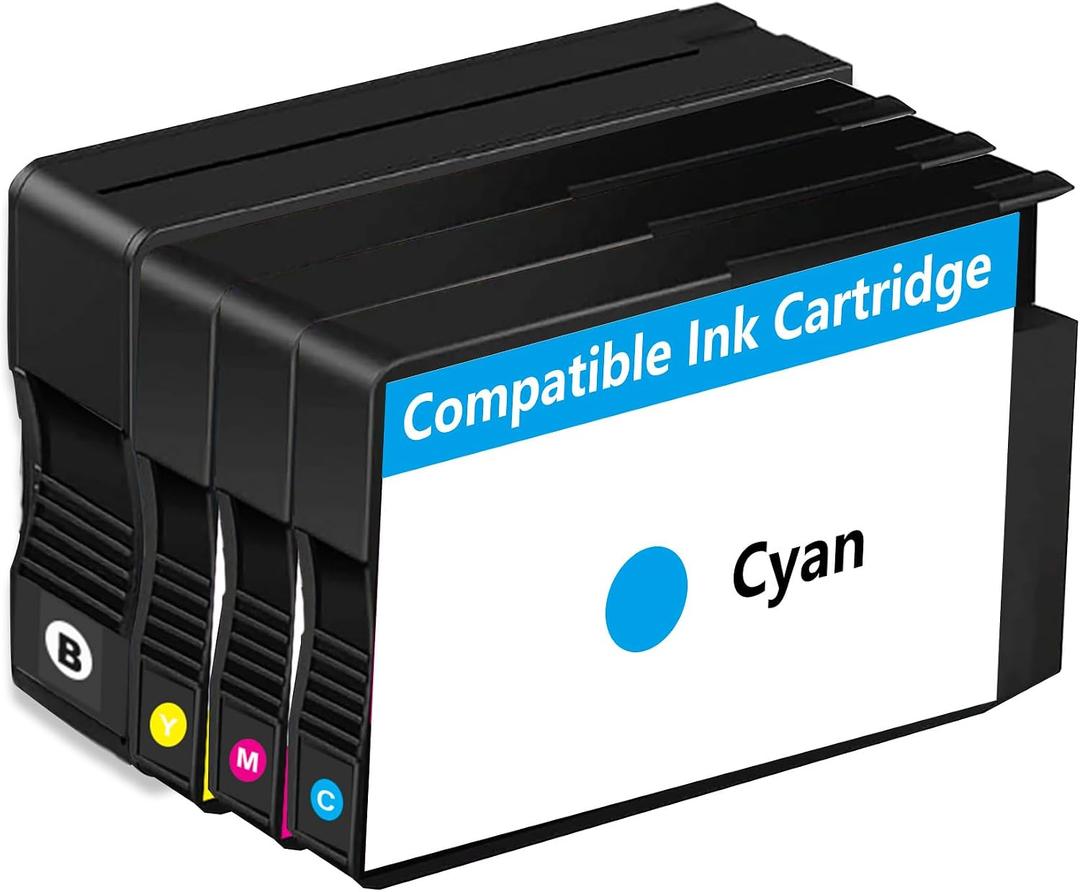 Ink Cartridge Combo Replacement for (4-Pack, Black, Cyan, Magenta, Yellow)