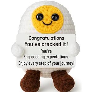 MAMAGIFTREE Graduation Crochet Egg Gifts 2025 – Funny Handmade Small Stuffed for Senior, College, Highschool Congrats Grad Career Success, Achievement Encouragement for Her or Him 5th 6th 8th Grade