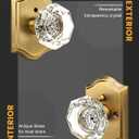 Gobrico Privacy Door Lock Sets Crystal Knobs Heavy Duty Door Hardware,Keyless Bath/Bed Door Knobset with Lock Inside,Push Pin Button,Antique Brass Arched Rosette,2 Pack