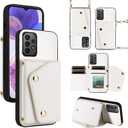Luxury Wallet Case for Samsung Galaxy A23 5G/4G with 5 Card Slots Thin Slim Flip Purse & Shoulder Strap,PU Leather Credit Card Holder Stand Accessories Cell Phone Cover for A 23 23A 6.6 White