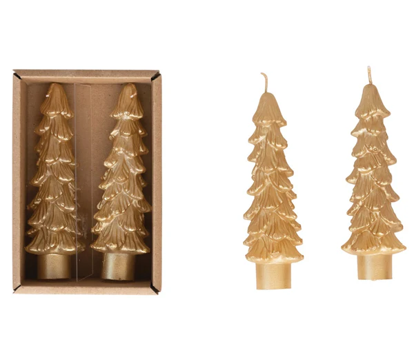 4 Pcs Christmas Tree Shaped Taper Candles 10 Inch Unscented Tree Candle Decorative Christmas Candles Gift for Xmas Kwanzaa Festival Celebration Party Room House Decor