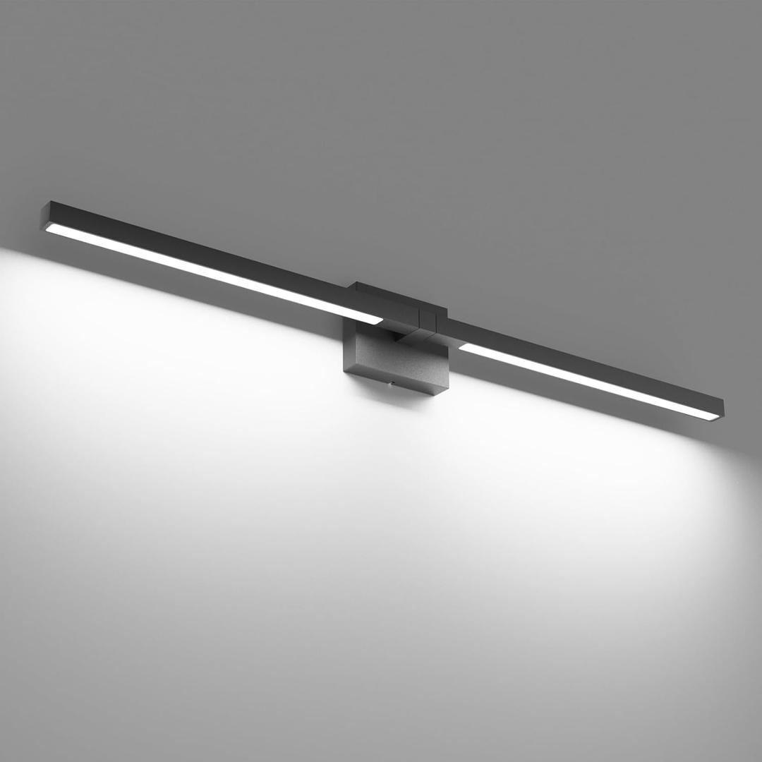 Ralbay Matte Black Bathroom Vanity Light 40inch 14W Bathroom Light Fixtures Black Vanity Lights Bar Bathroom Lights Over Mirror (White Light 6000K)
