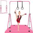 ZUETK Expandable Gymnastics Bar for Kids, Adjustable Height Junior Training Kip Bar, Folding Gymnastic Horizontal Bars Monkey Bar, Home Gym Equipment for Kid Gymnasts, Child, Girl, Boy