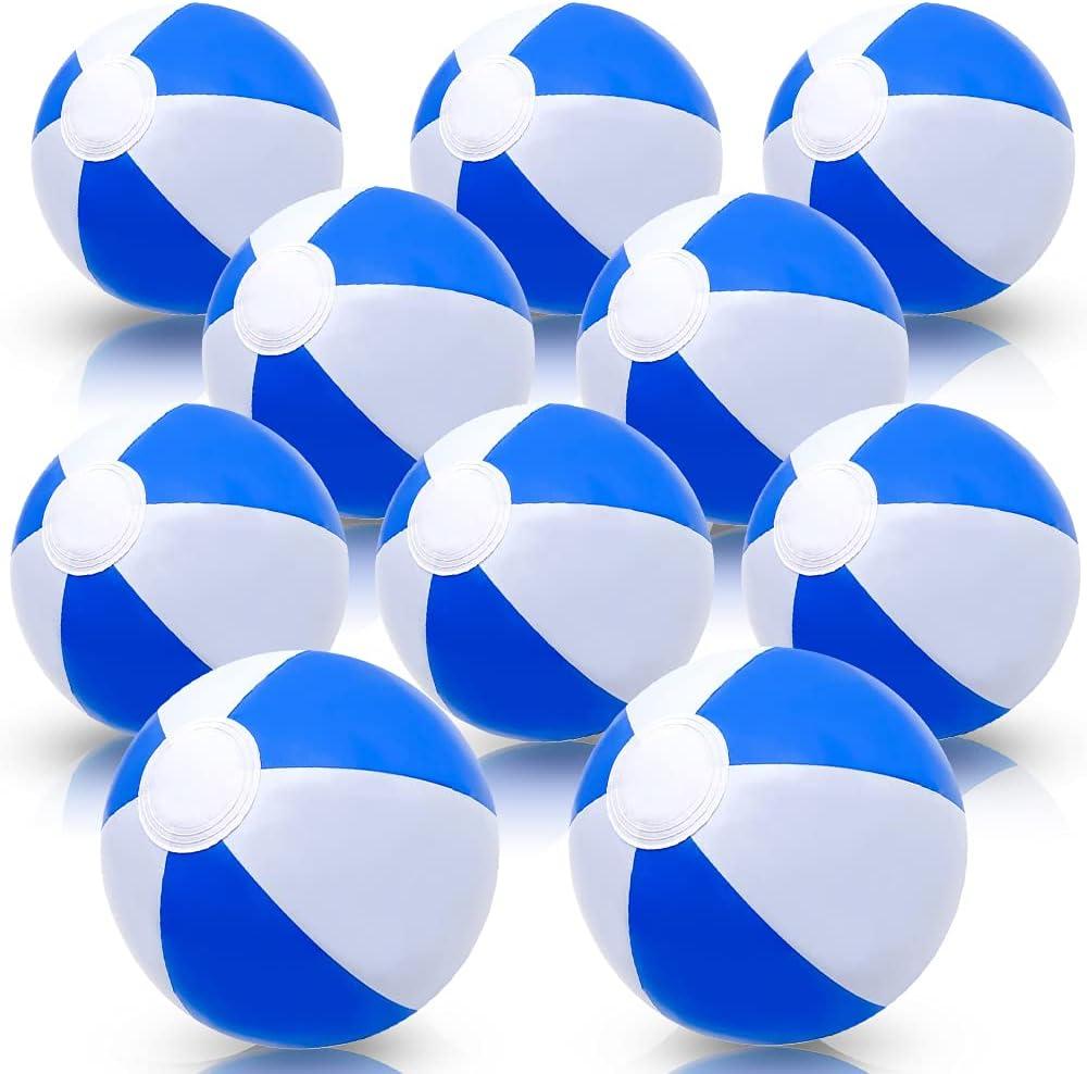ArtCreativity 16 Inch Blue & White Beach Balls for Kids, Pack of 12, Inflatable Summer Toys for Boys and Girls, Decorations for Hawaiian, Beach, and Pool Party, Beach Ball Party Favors