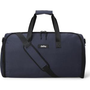 Halfday Convertible 2-in-1 Garment Duffel Weekender Bag 45L: Wrinkle-Free Travel (Hanging Suit Compartment, Shoe Pockets, Trolley Sleeve), Durable & Water-Resistant Carry-on, Marine