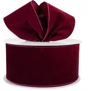 Meseey 4 Inch 50 Yards Burgundy Velvet Wired Ribbon - Premium Soft Velvet Ribbon with Wire Edges for Christmas, Wedding, Thanksgiving, Gift Wrapping, DIY Crafts & Holiday Decor