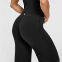 OQQ Yoga Pants Women High Waist Stretch Casual Soft Straight Leg Bottoms (Black, M)