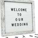 C CRYSTAL LEMON Rustic White Felt Letter Board 10x10 Inch, 336 Letters Numbers & Symbols, Changeable Message Board with Wooden Frame, Wall Mount or Stand