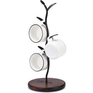 ALLCENER Mug Holder, Countertop Mug Tree, Coffee Mugs & Tea Cup Storage Rack, Coffee Counter Bar Accessory & Kitchen Organizer, Black (single row)