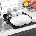 Dish Drying Mat for Kitchen Counter, Anti-Slip Thick Silicone Dish Drying Mat with Built-in Drain Lip, Heat-Resistant Drying Pad Kitchen Sink Drain Tray Easy to Clean (15.8x 13, Black)