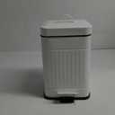 CEROELDA Small Trash Can with Lid-5L/1.3 Gal, Stainless Steel Outdoor Dog Poop Garbage Can-Farmhouse Retro Metal Waste Bin w/Step Pedal for Bathroom Bedroom Office-Soft Close-White