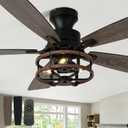 Bella Depot 52 Inch Farmhouse Caged Flush Mount Ceiling Fan with Light
Low Profile,Quiet Reversible Motor, 6 Speed, Remote Control, Dual Finish Blades, Indoor Outdoor, Bedroom, Living Room, Patio